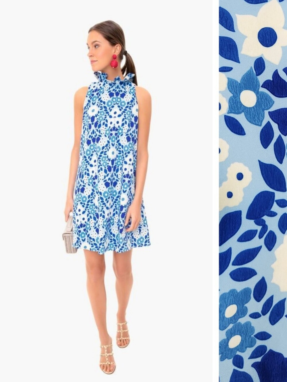Tuckernuck Blue Majolica Floral Blythe Dress Size Small